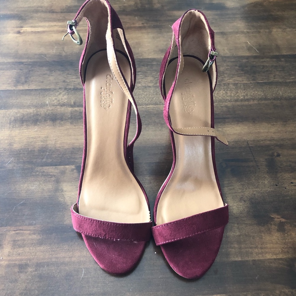 Maroon sandal style heels by Charlotte Russe